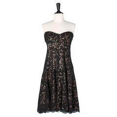Black wool and cotton lace bustier dress Georges Rech 