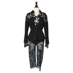 Used Black wool and lace bermuda-suit Thierry Mugler 