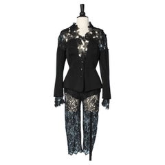 Black wool and lace bermuda-suit Thierry Mugler