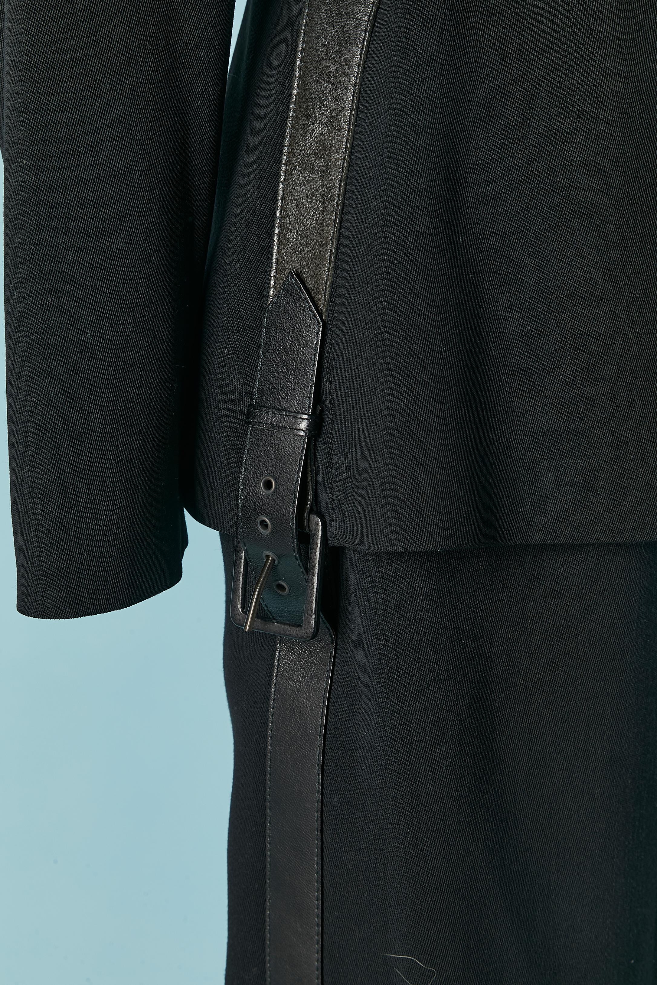 Black wool and leather 