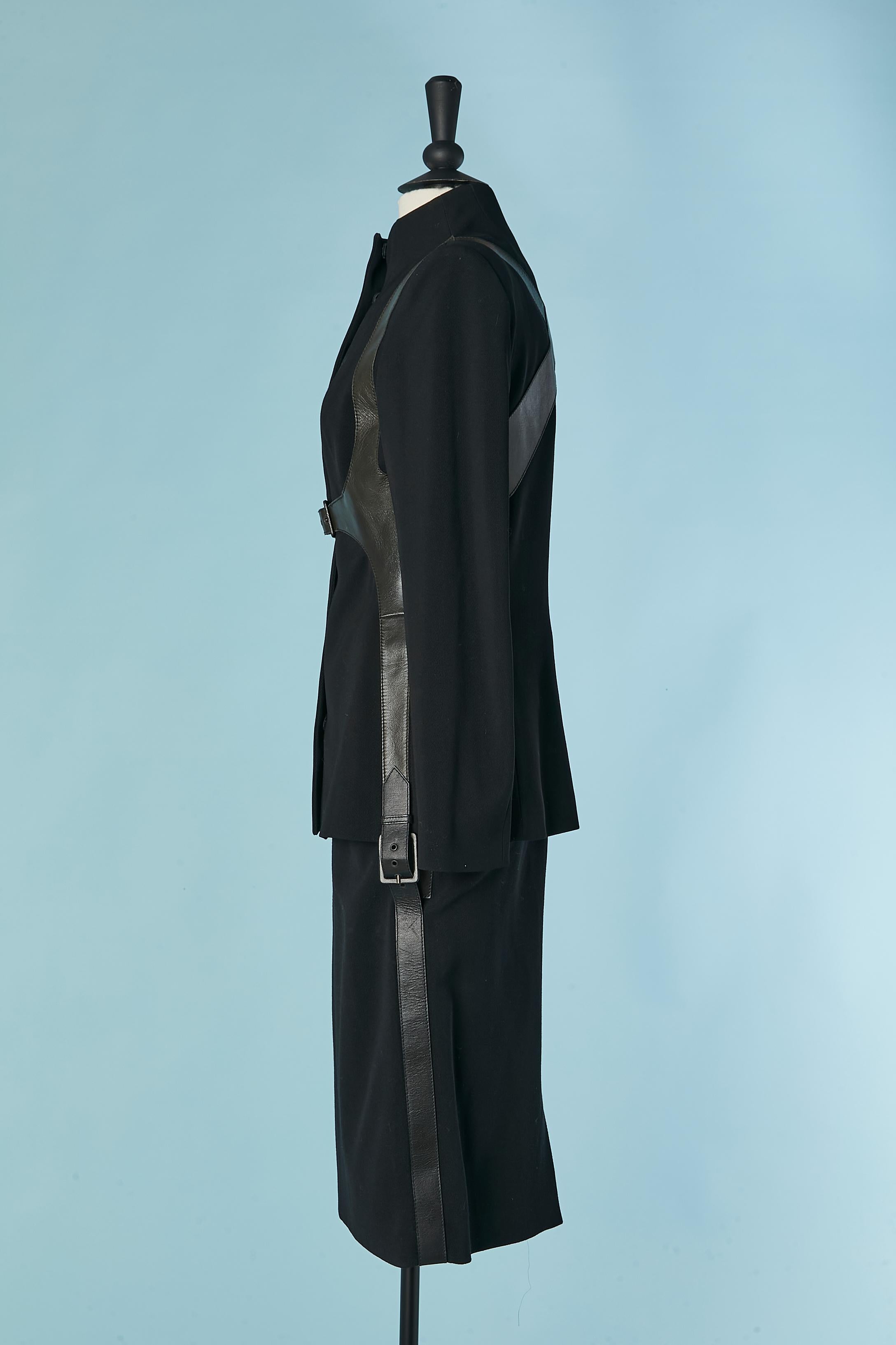 Black wool and leather 