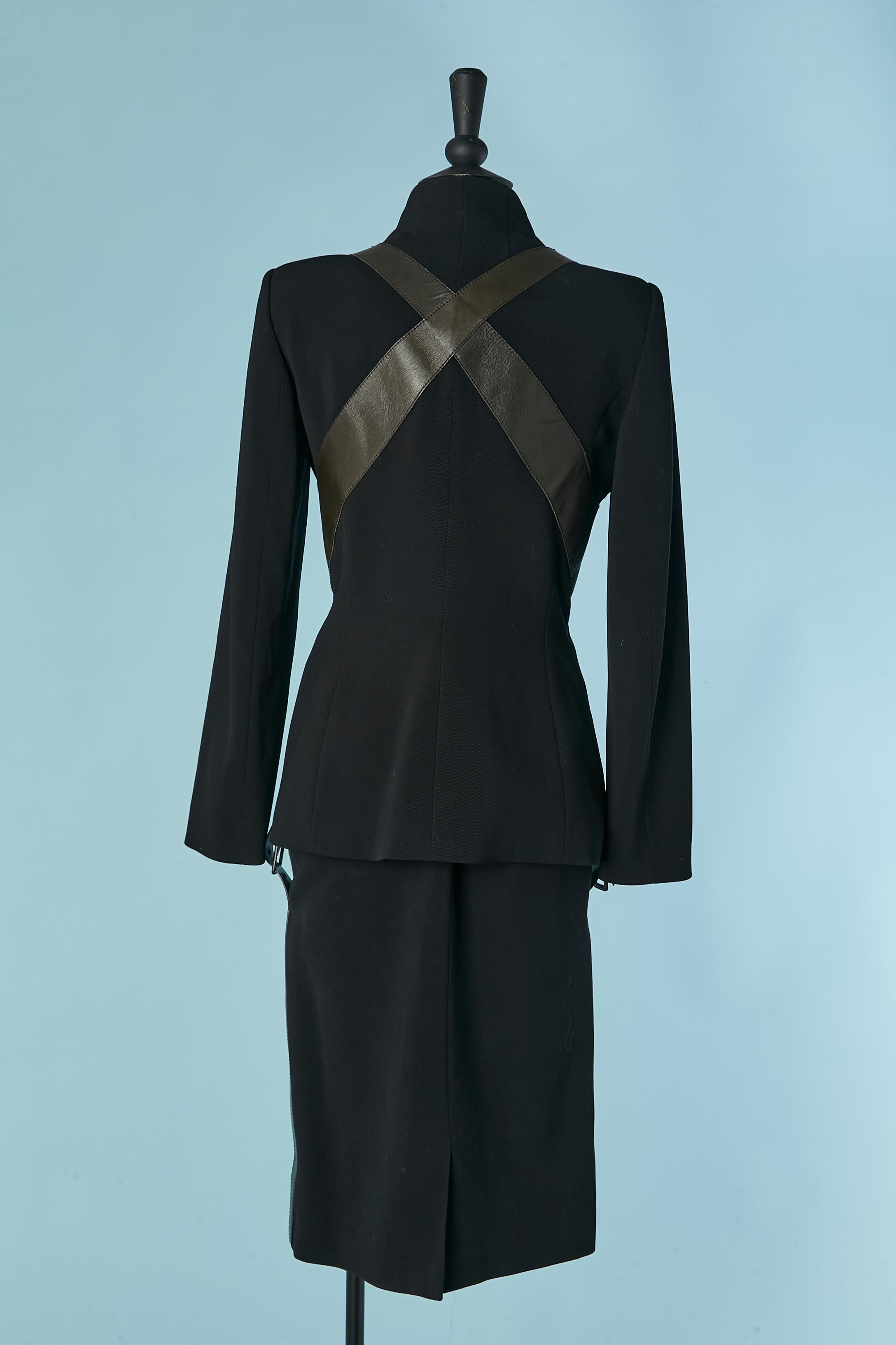 Black wool and leather 