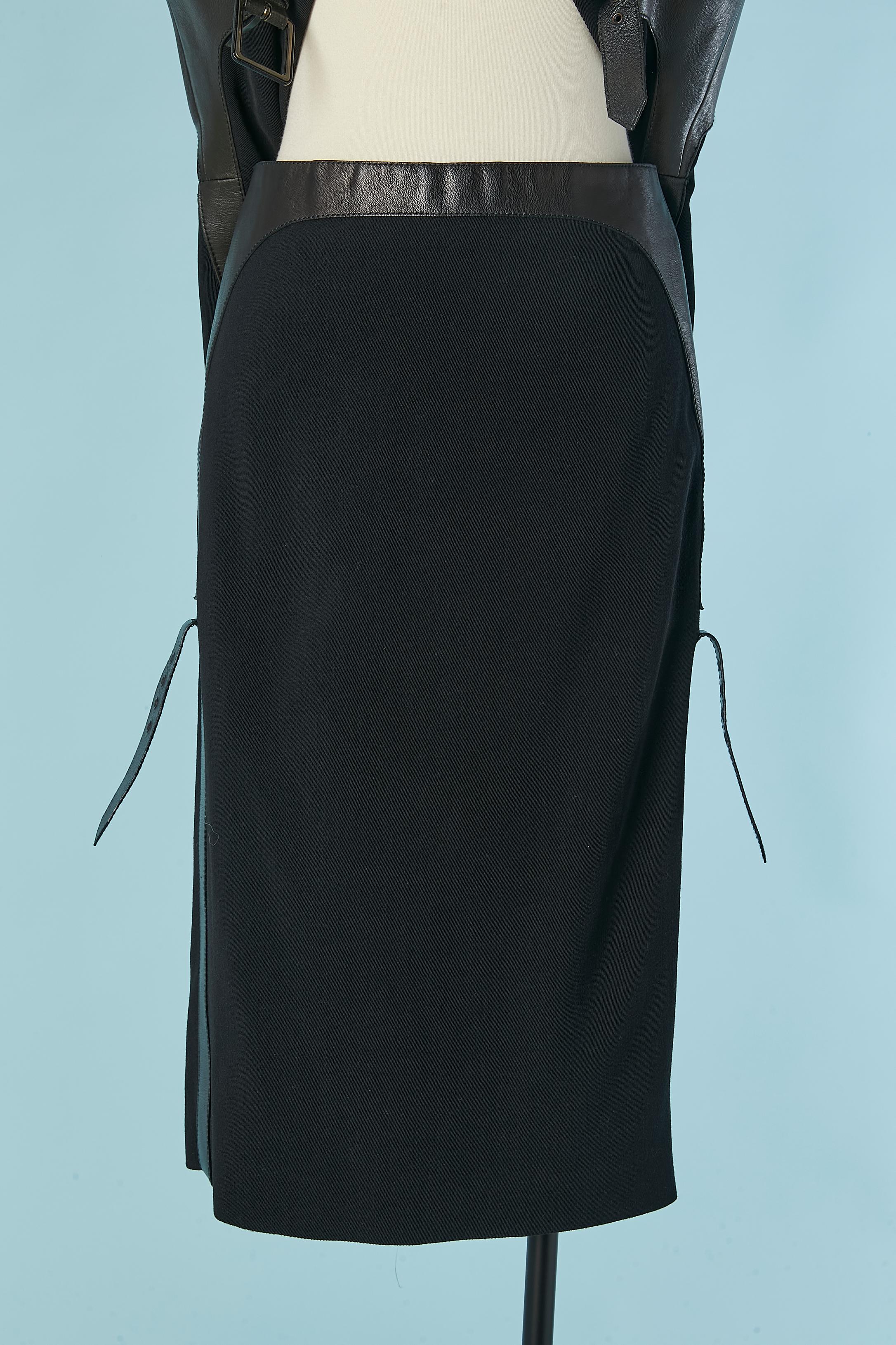 Black wool and leather 
