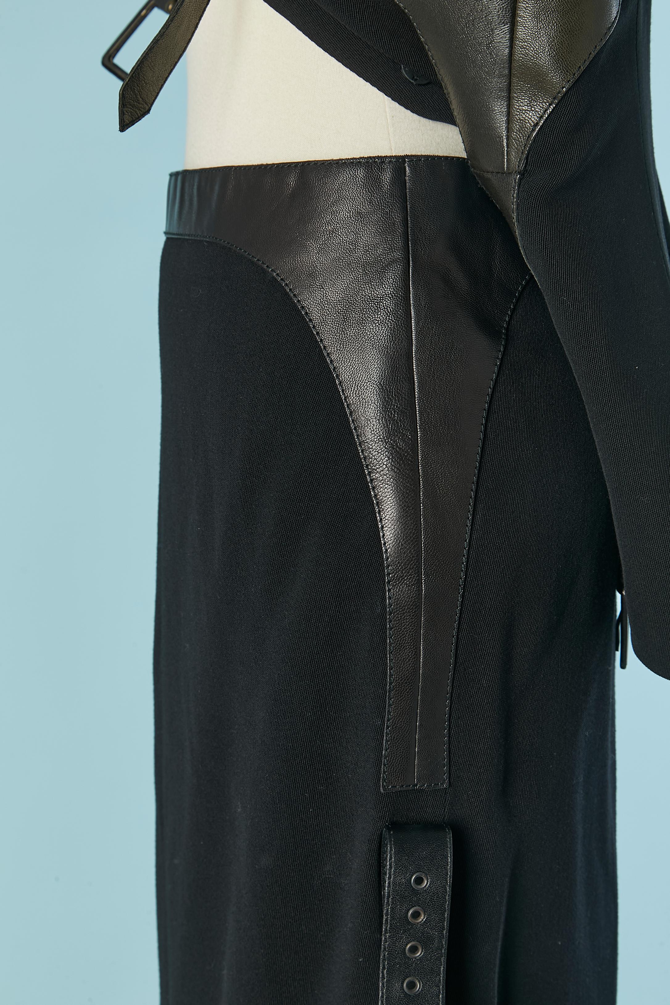 Black wool and leather 