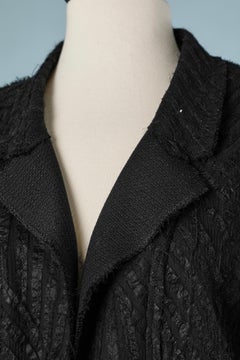 Black wool and silk jacket with black silk chiffon ribbon appliqué Chanel