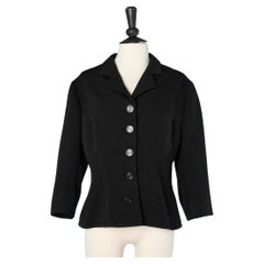 Black wool and silk single breasted jacket  with embossed stripes  Balenciaga 
