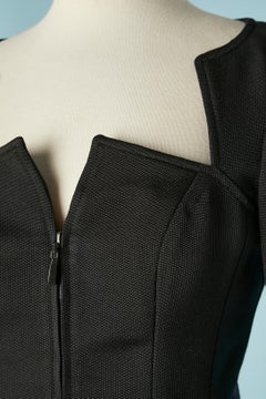 Black wool and silk skirt-suit  with zip in the middle front Escada