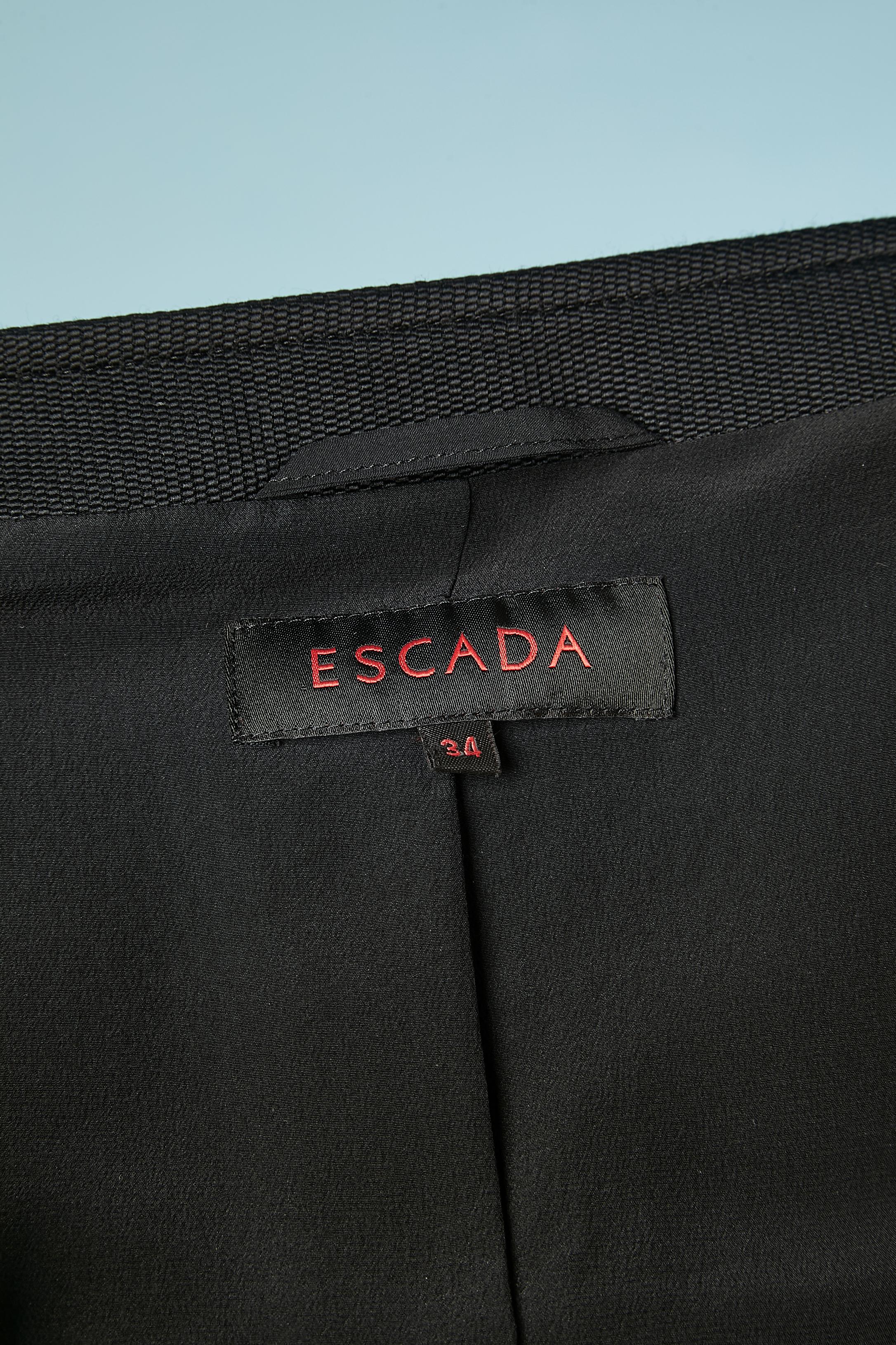 Black wool and silk skirt-suit  with zip in the middle front Escada  For Sale 2