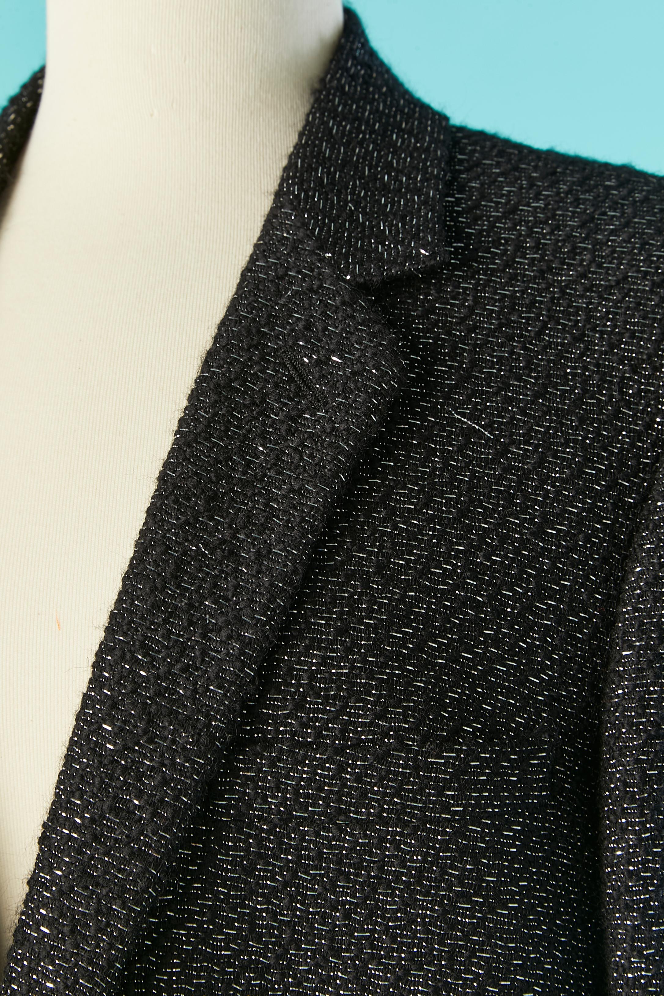 Black wool and silver lurex single breasted blazer Dior Homme by Hedi Slimane  In Excellent Condition For Sale In Saint-Ouen-Sur-Seine, FR