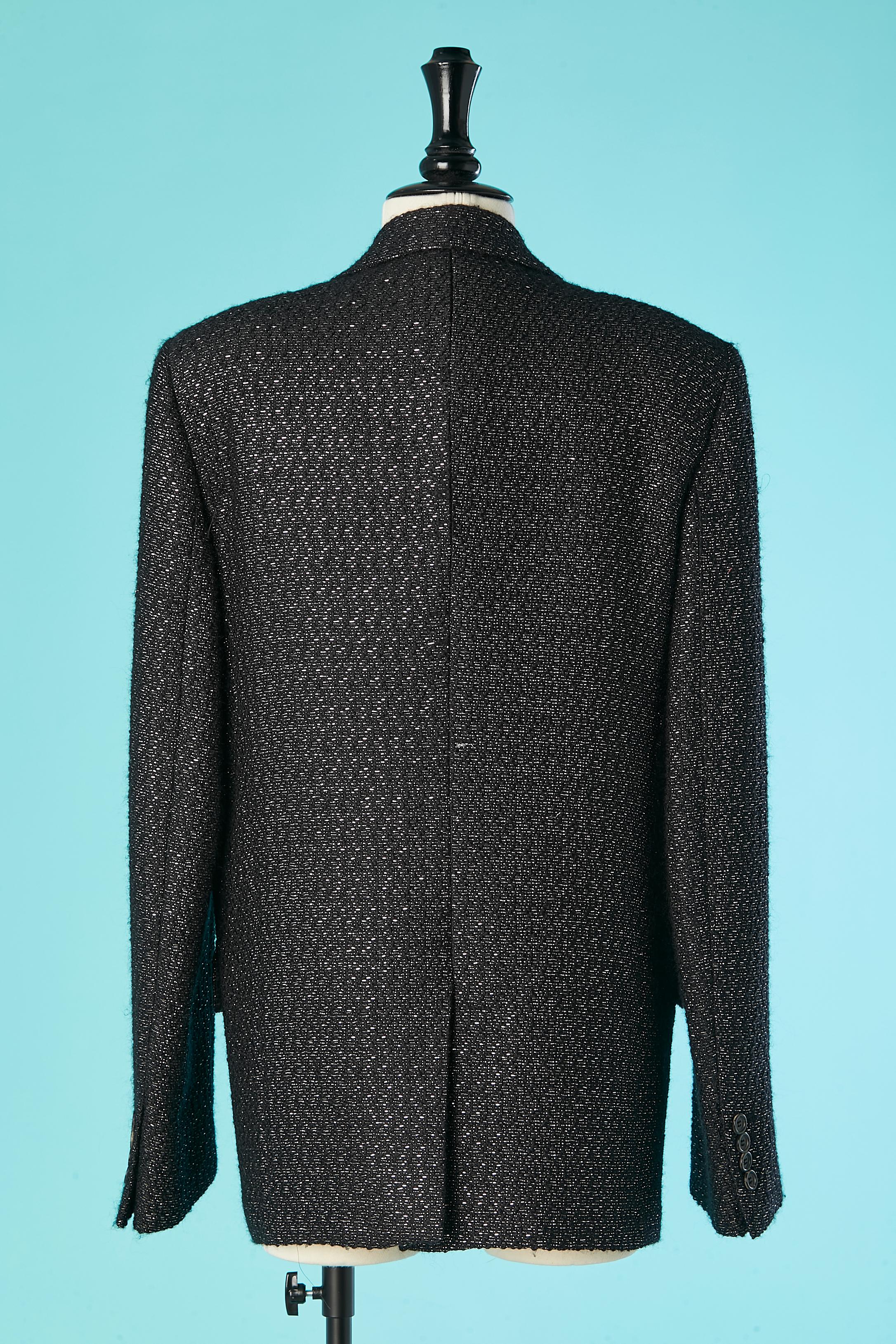 Blazer croisé en laine noire et lurex argenté Dior Homme by Hedi Slimane  en vente 1