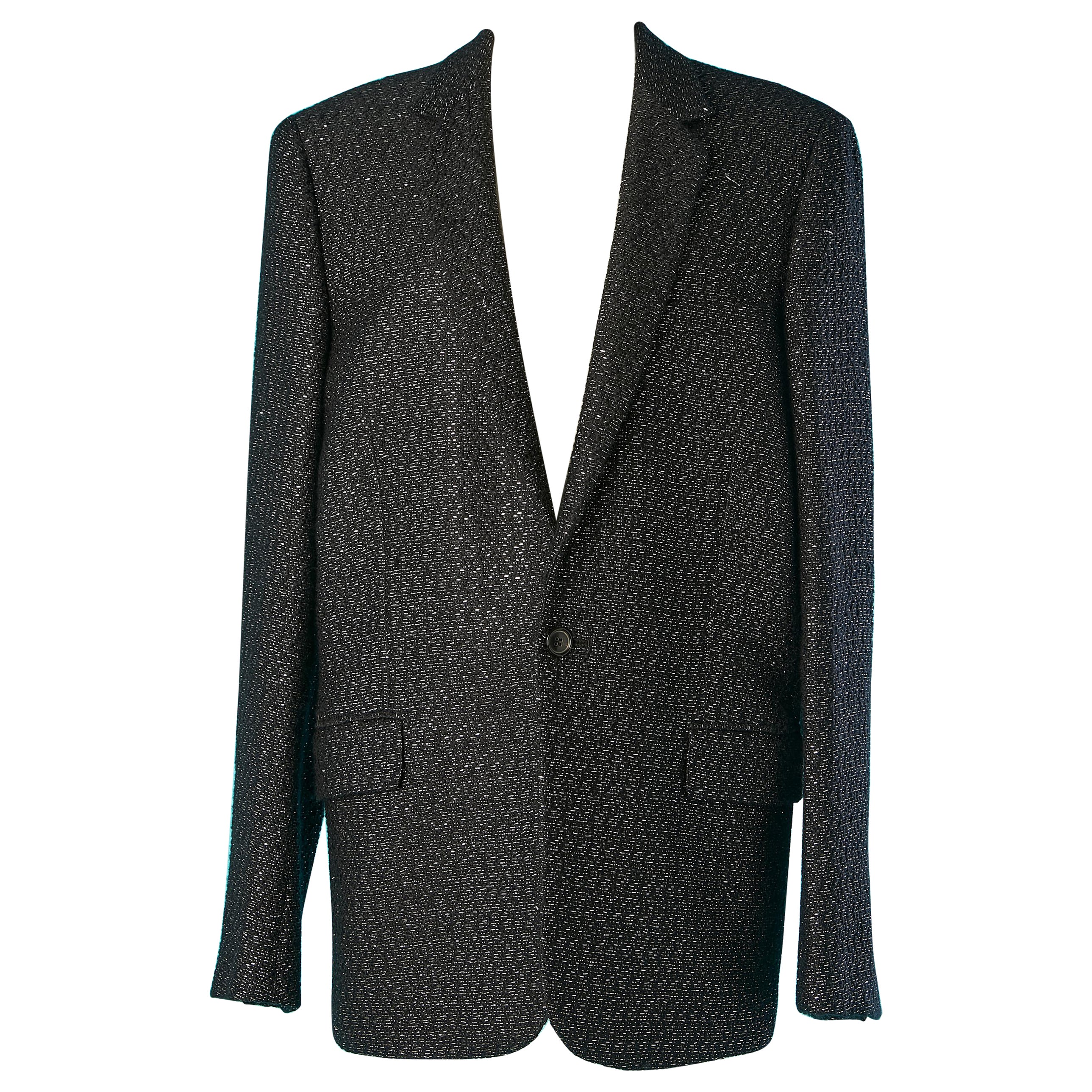 Blazer croisé en laine noire et lurex argenté Dior Homme by Hedi Slimane en vente