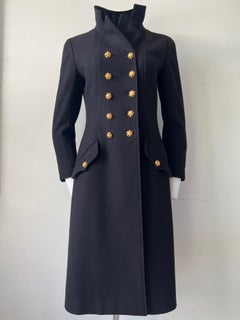 Black Wool and Velvet  Officier Coat, Gripoix Jewels Buttons, Chanel  1996 A