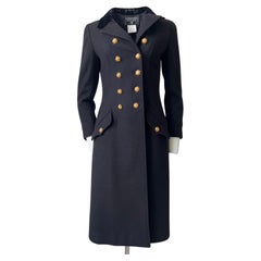 Black Wool and Velvet  Officier Coat, Gripoix Jewels Buttons, Chanel  1996 A 