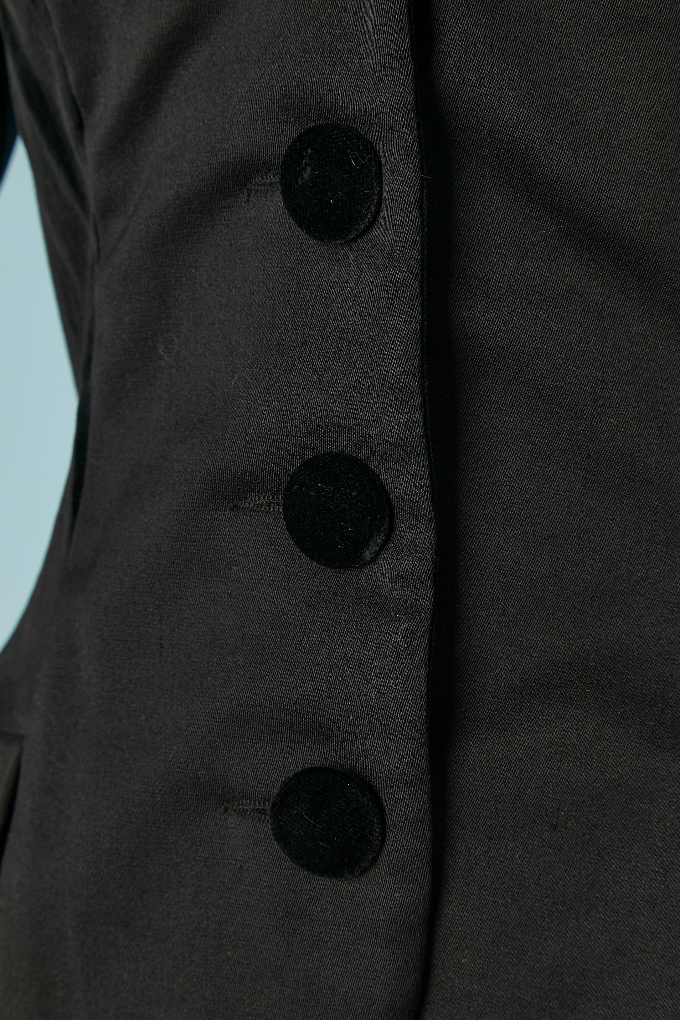 Noir Veste croisée en laine et velours noir CHANTAL THOMASS en vente