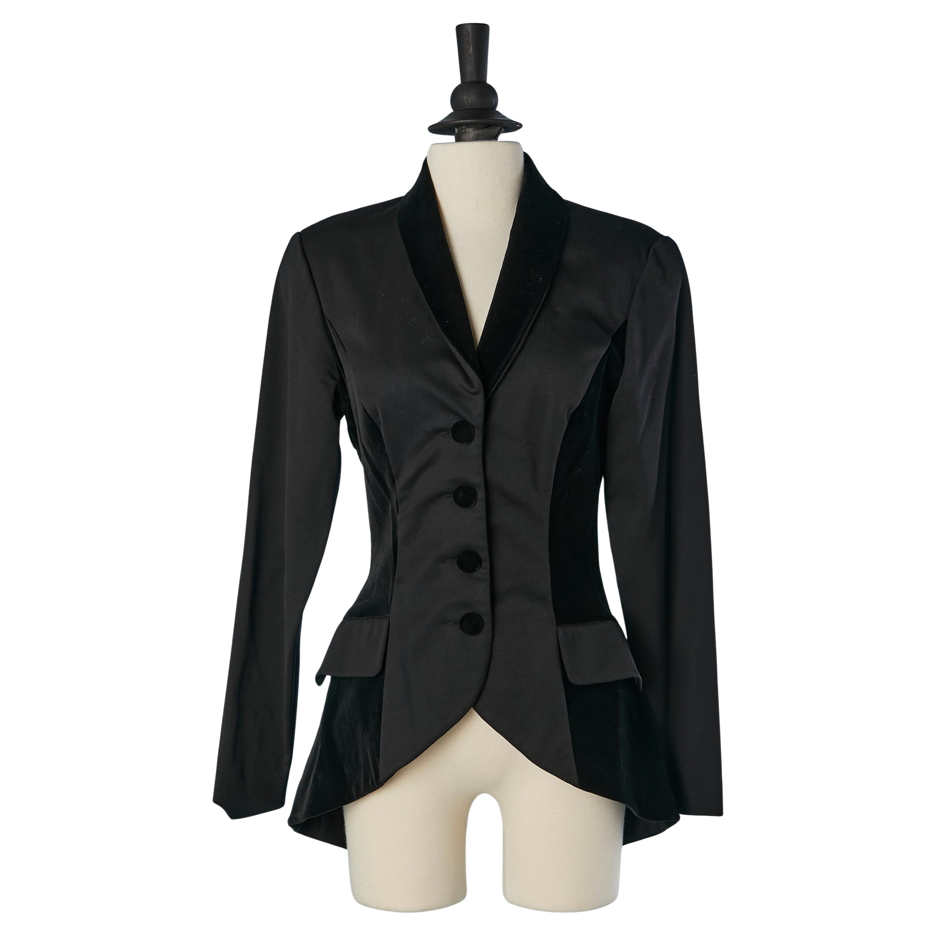 Black wool and velvet single breasted jacket CHANTAL THOMASS