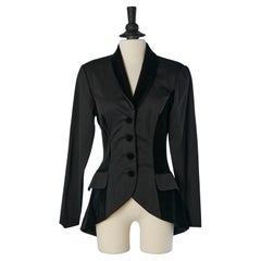 Black wool and velvet single breasted jacket CHANTAL THOMASS