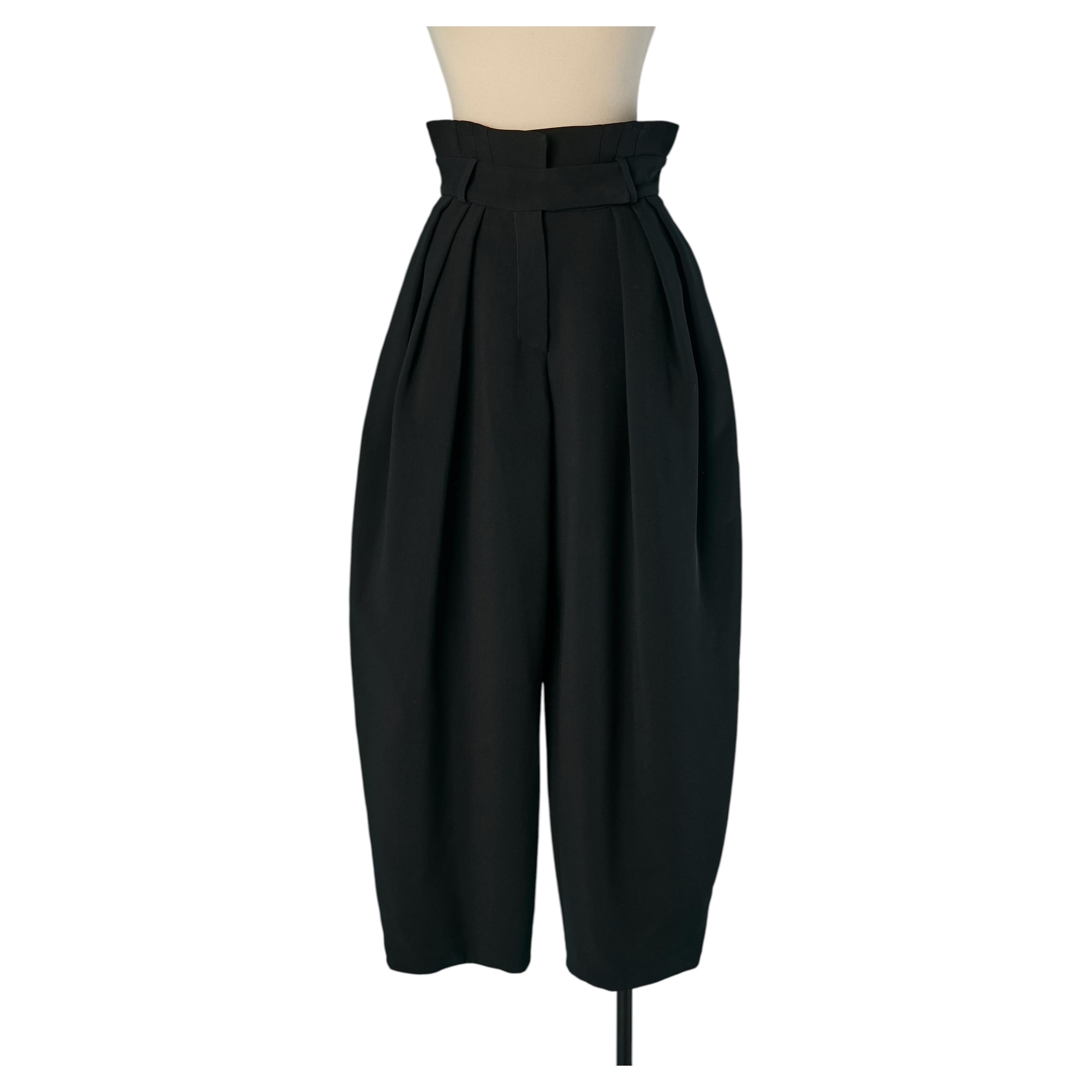 Pantalon court ballon en laine noire ALEXANDRE VAUTHIER COUTURE en vente