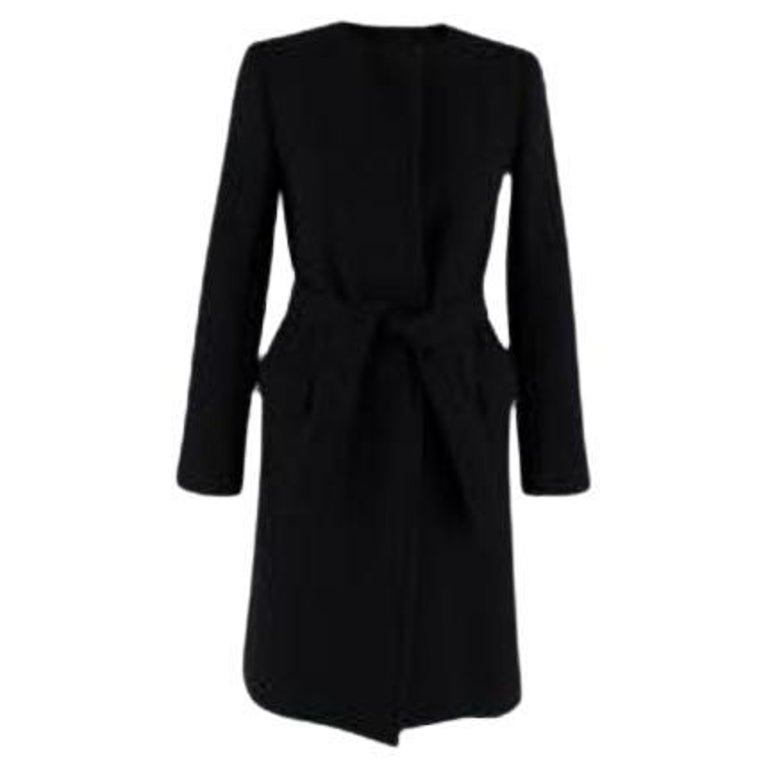 Black Wool Belted Coat For Sale at 1stDibs