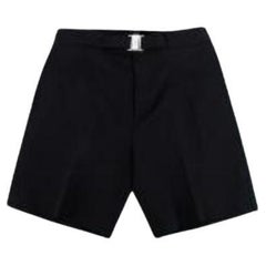 Black Wool Belted Shorts