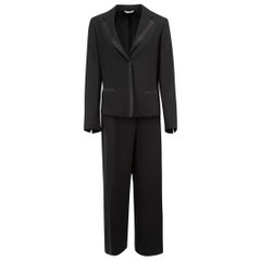 Set blazer e pantaloni in lana nera taglia L.