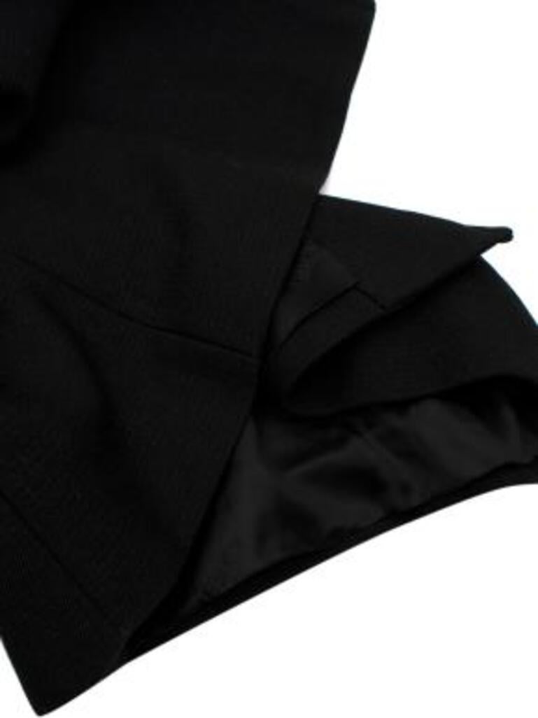 Women's Black Wool Blend Short Sleeve Coat with Faux Fur Trim For Sale