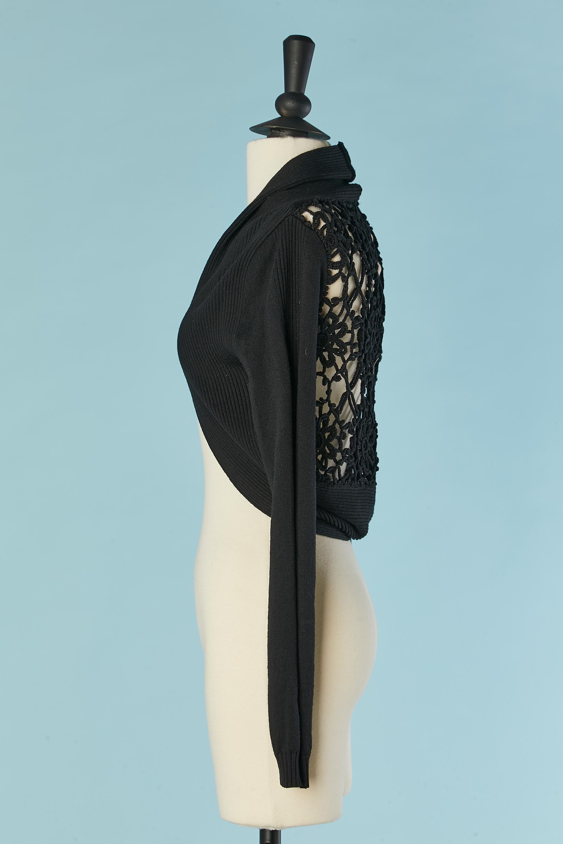Bolero/ cárdigan de lana negro con espalda de ganchillo de lana transparente VALENTINO ROMA Beige
