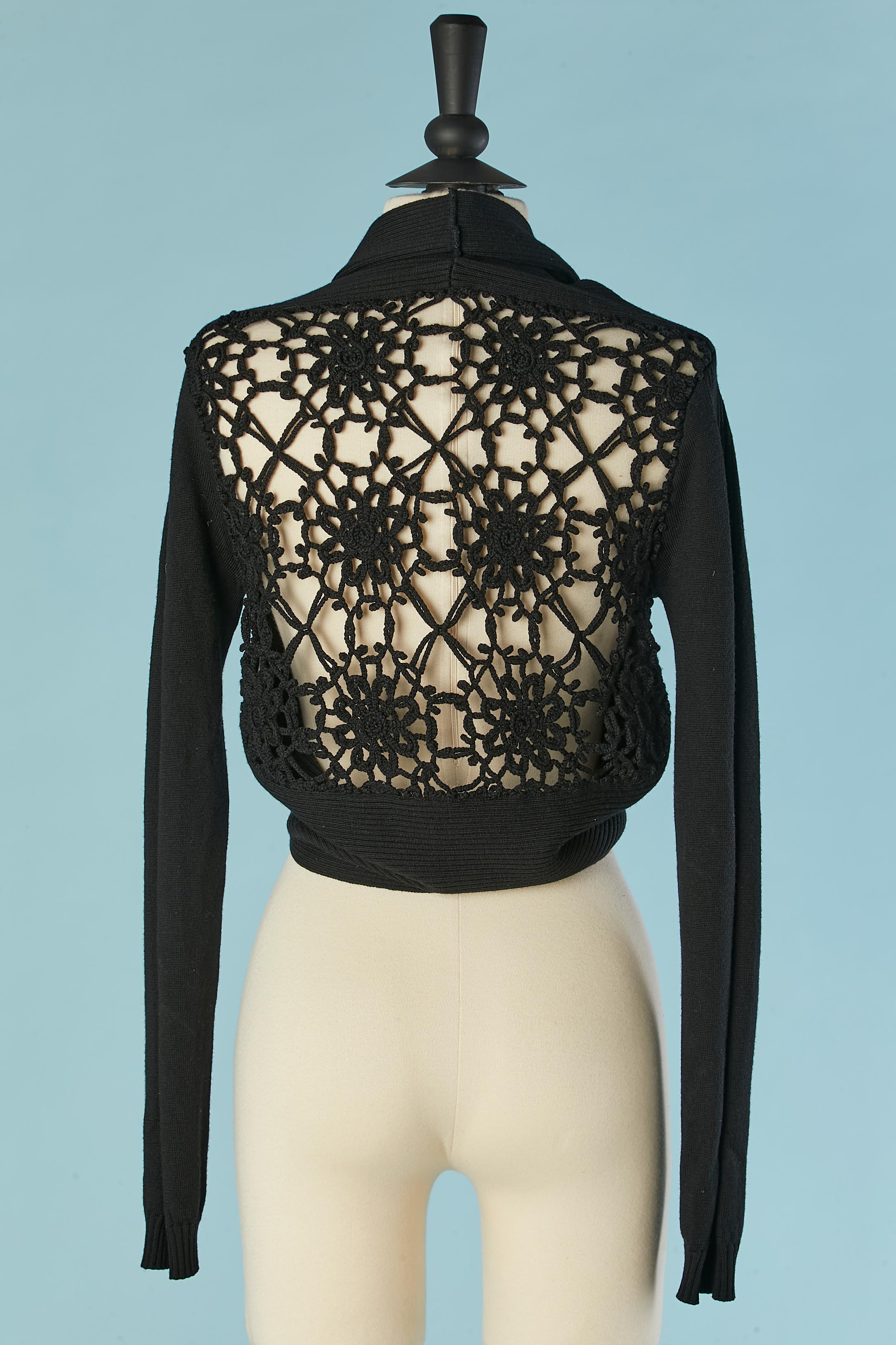 Bolero/ cárdigan de lana negro con espalda de ganchillo de lana transparente VALENTINO ROMA en Excelente Estado en Saint-Ouen-Sur-Seine, FR