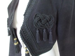 Black wool Bolero with Fringe and Tassels