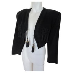 Black wool Bolero with Fringe and Tassels
