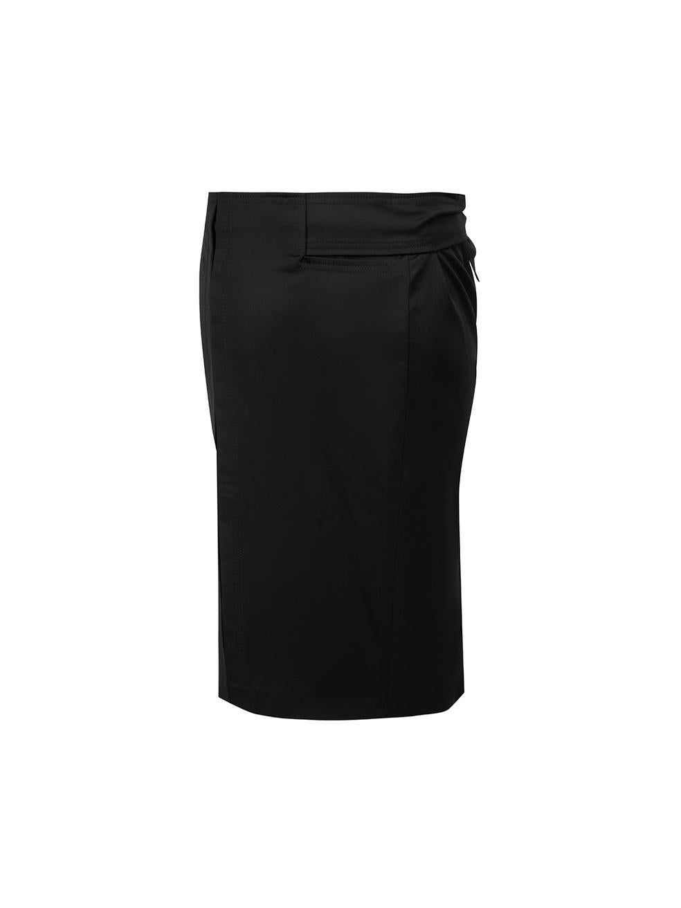 Black Wool Buckle Pencil Skirt Size S In Good Condition For Sale In London, GB