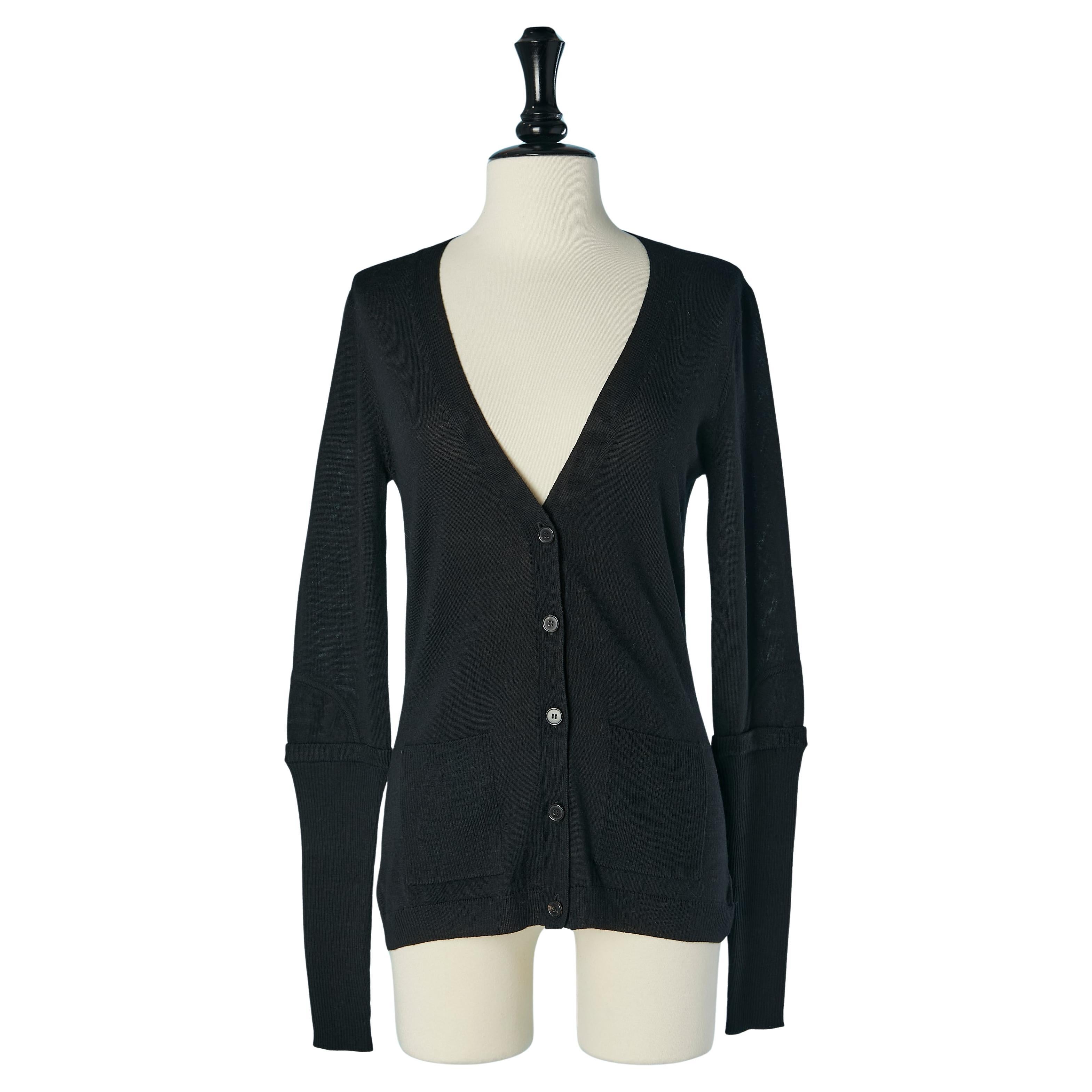 Black wool cardigan BARBARA BUI Tricot New with tag For Sale