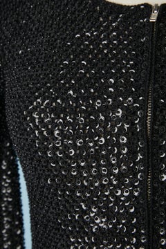 Black wool cardigan covered with black sequins and beads Dolce & Gabbana