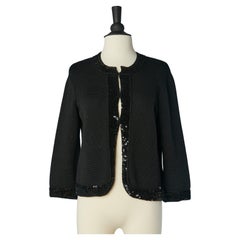Black wool cardigan with black sequin edge Chanel 