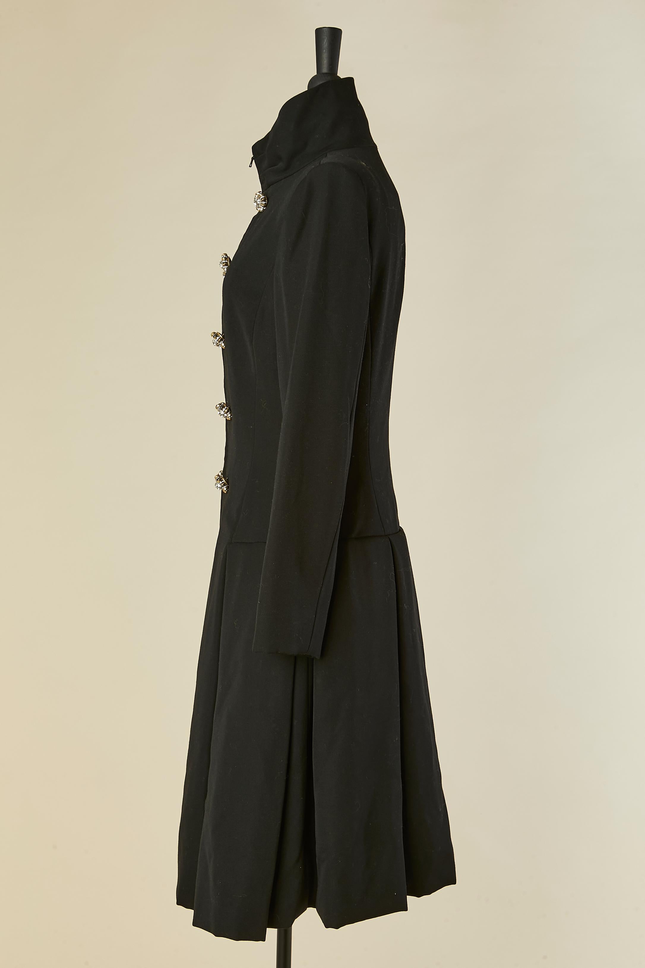 Cappotto in lana nera con  gioielli con bottoni CHRISTIAN Lacroix in vendita 1