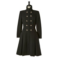 Cappotto in lana nera con  gioielli con bottoni CHRISTIAN Lacroix