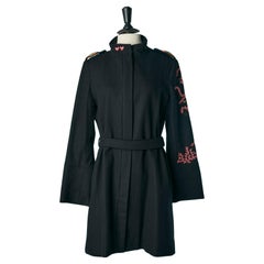 Black wool coat with wool embroideries Christian Lacroix Jeans 