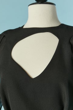 Abito da cocktail in lana nera con maniche trasparenti in chiffon di seta MUGLER NUOVO