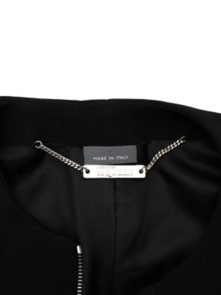 Black Wool Crepe Collarless Jacket For Sale 1