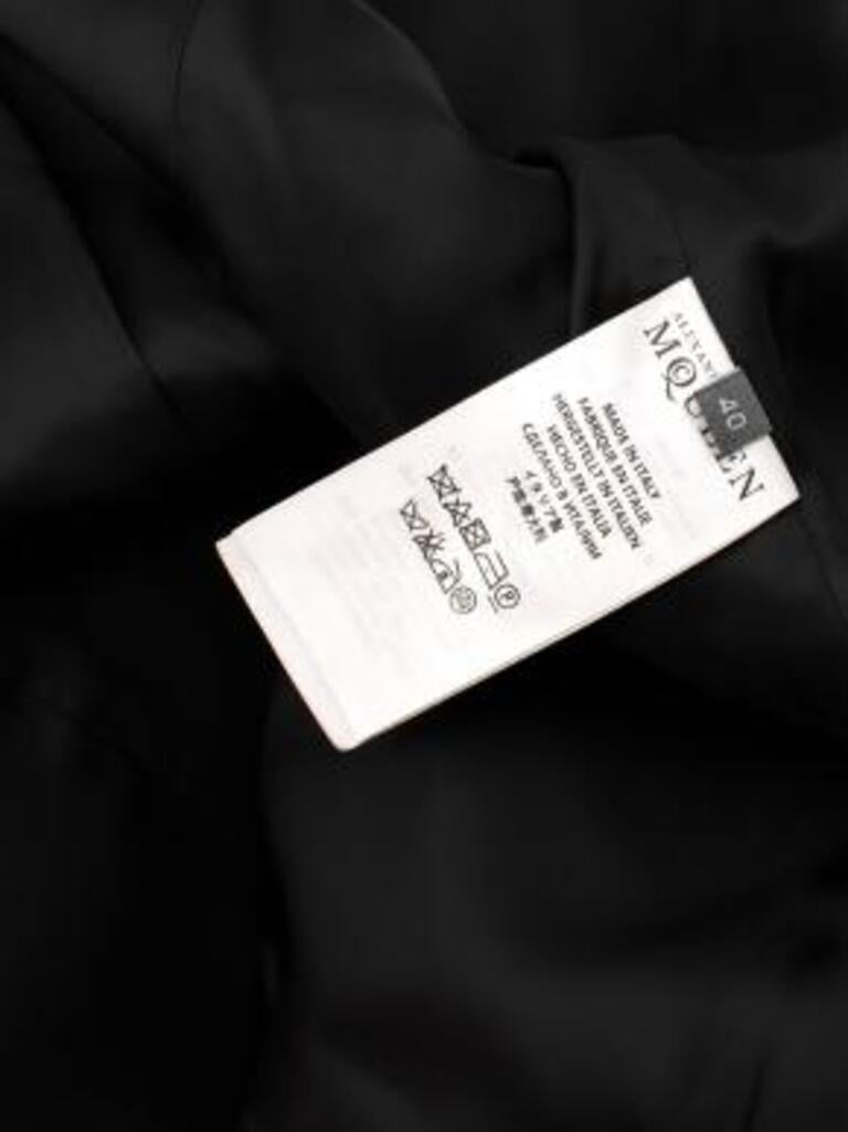 Black Wool Crepe Collarless Jacket For Sale 2