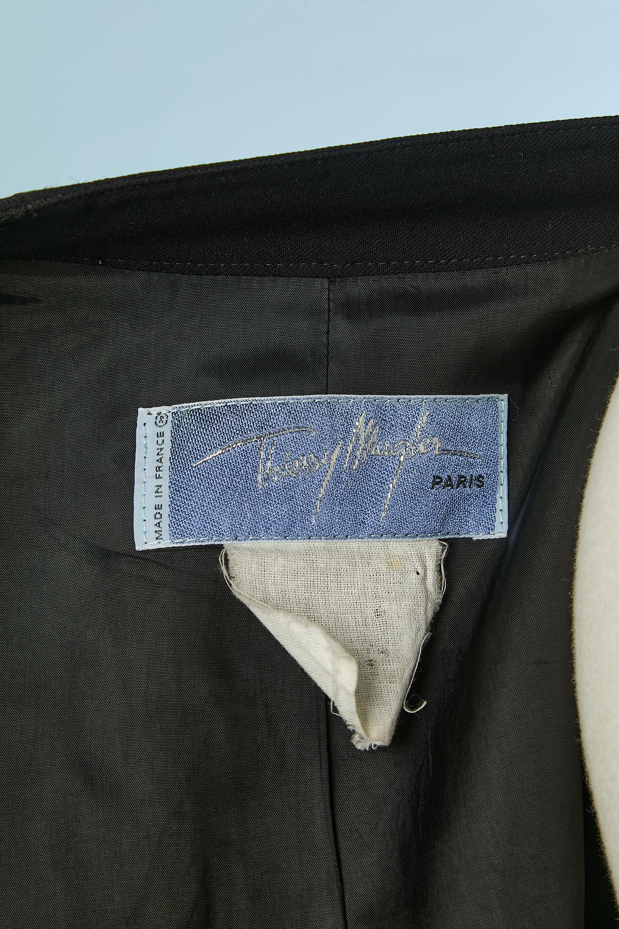 Gonna-tuta in crêpe di lana nera con inserto trasparente sulle maniche Thierry Mugler in vendita 4