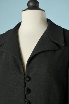 Black wool crêpe skit-suit with black buttons Christian Dior New-York Circa 1950
