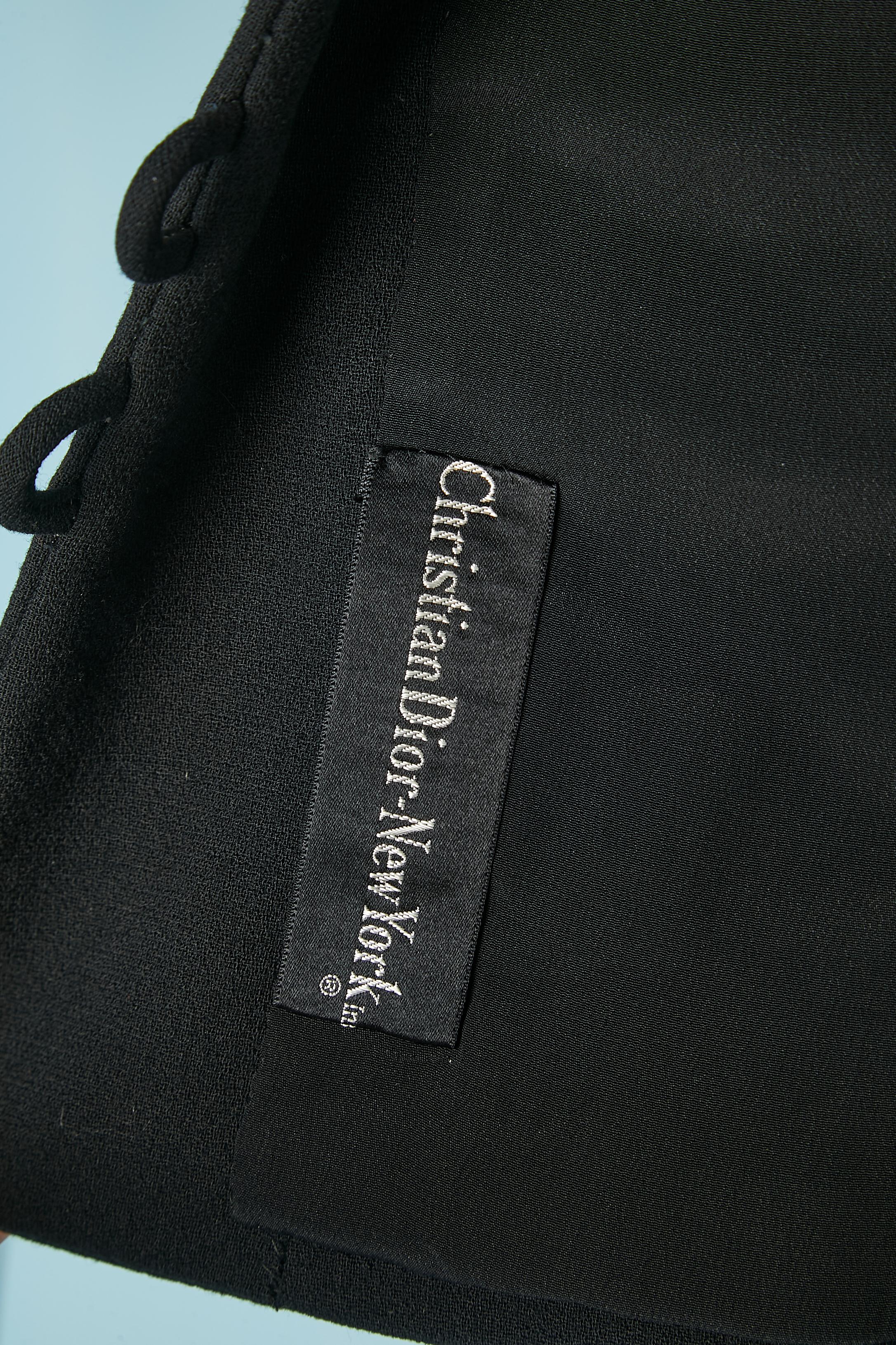 Schwarzer Woll-Crêpe-Anzug mit schwarzen Knöpfen Christian Dior New-York um 1950 im Angebot 4