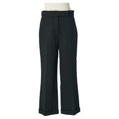 Black wool crêpe trouser with bottom lapel CHRISTIAN DIOR