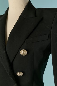 Black wool double-breasted blazer BALMAIN