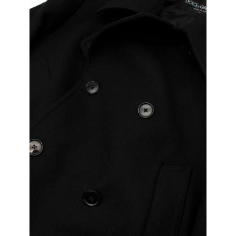 Black Wool Double Breasted Coat For Sale 2