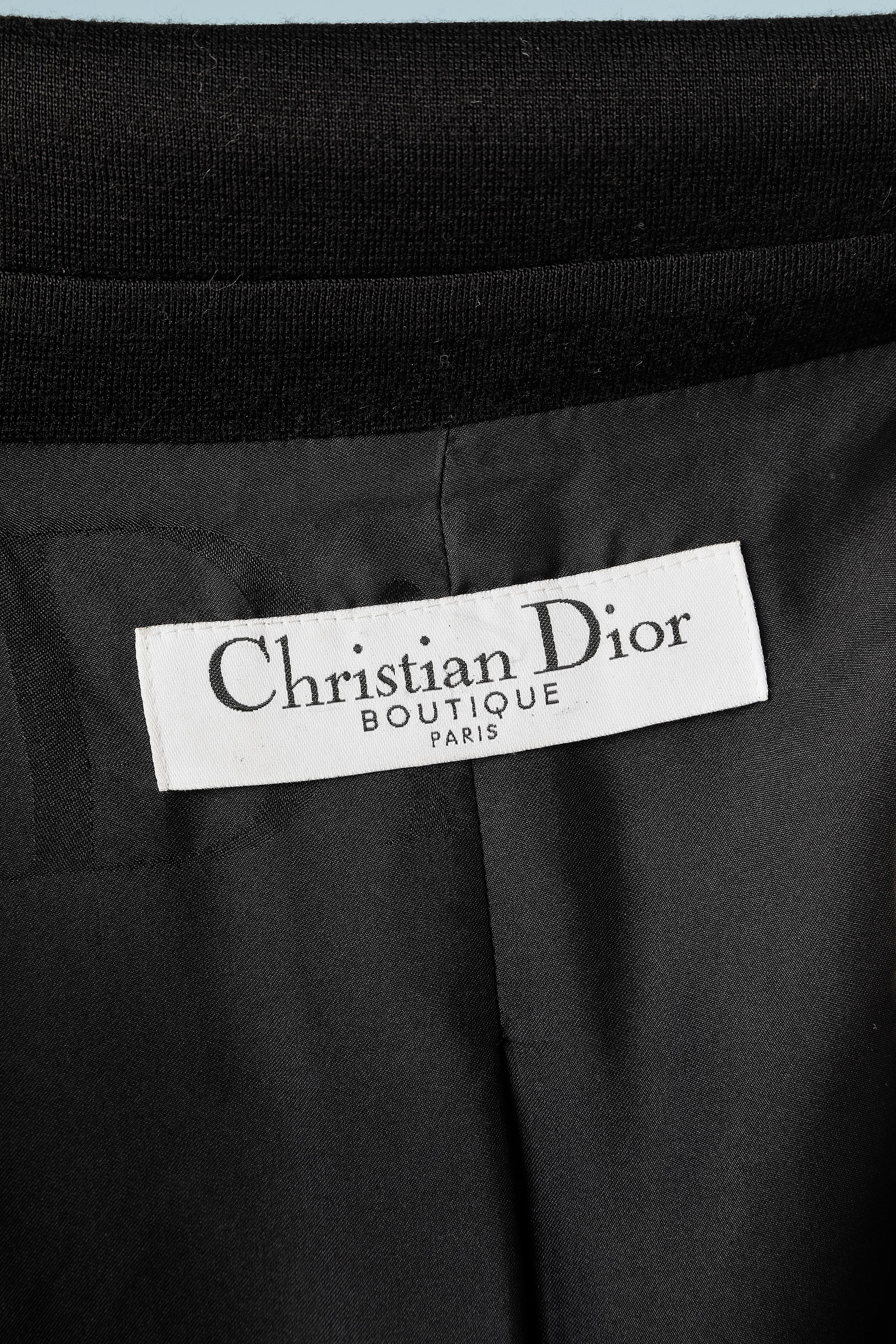 Black wool double-breasted jacket with black velvet edge Christian Dior Boutique 4