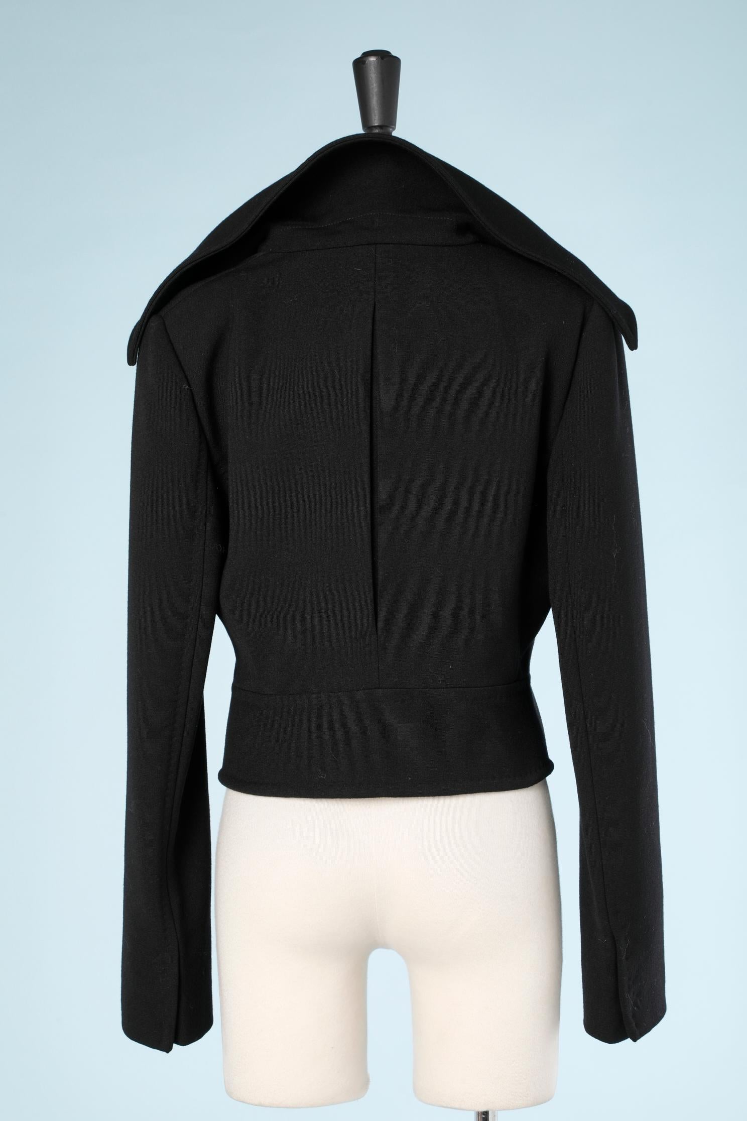 Black wool double-breasted short jacket Dolce & Gabbana  For Sale 1
