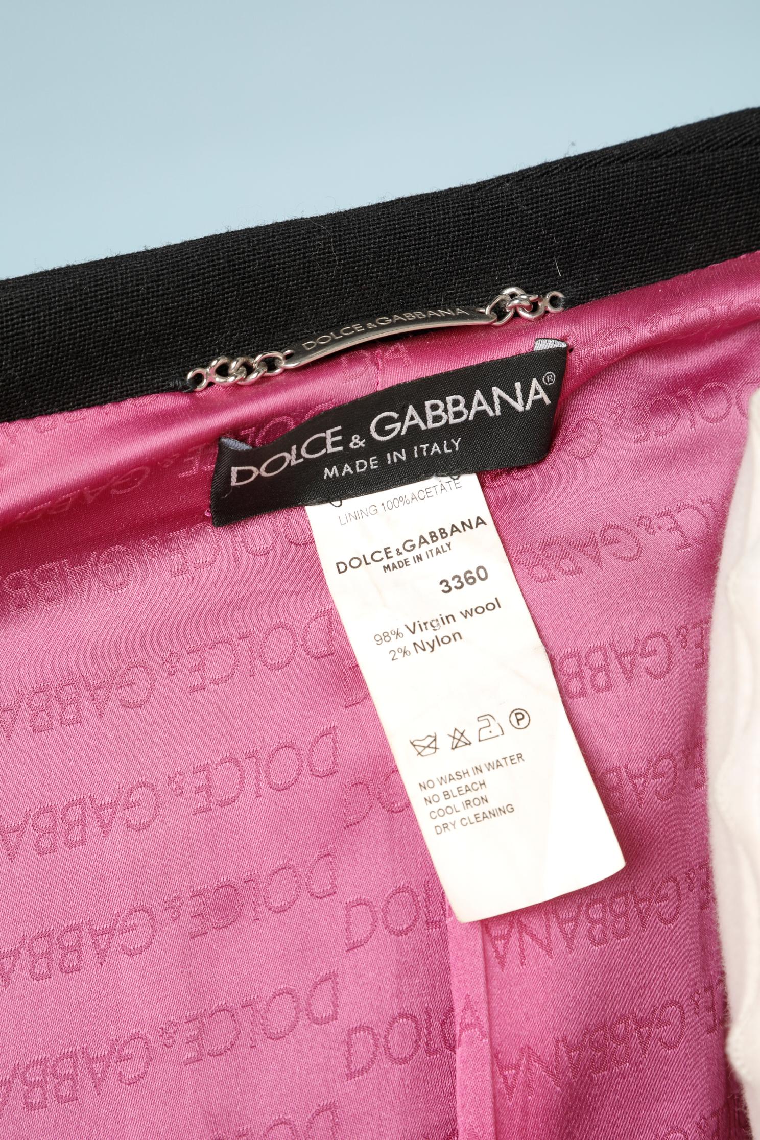 Dolce & Gabbana - Veste courte à double boutonnage en laine noire  en vente 2