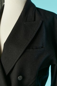 Black wool double breasted skirt suit with cut-work and raglan sleeves Alaia