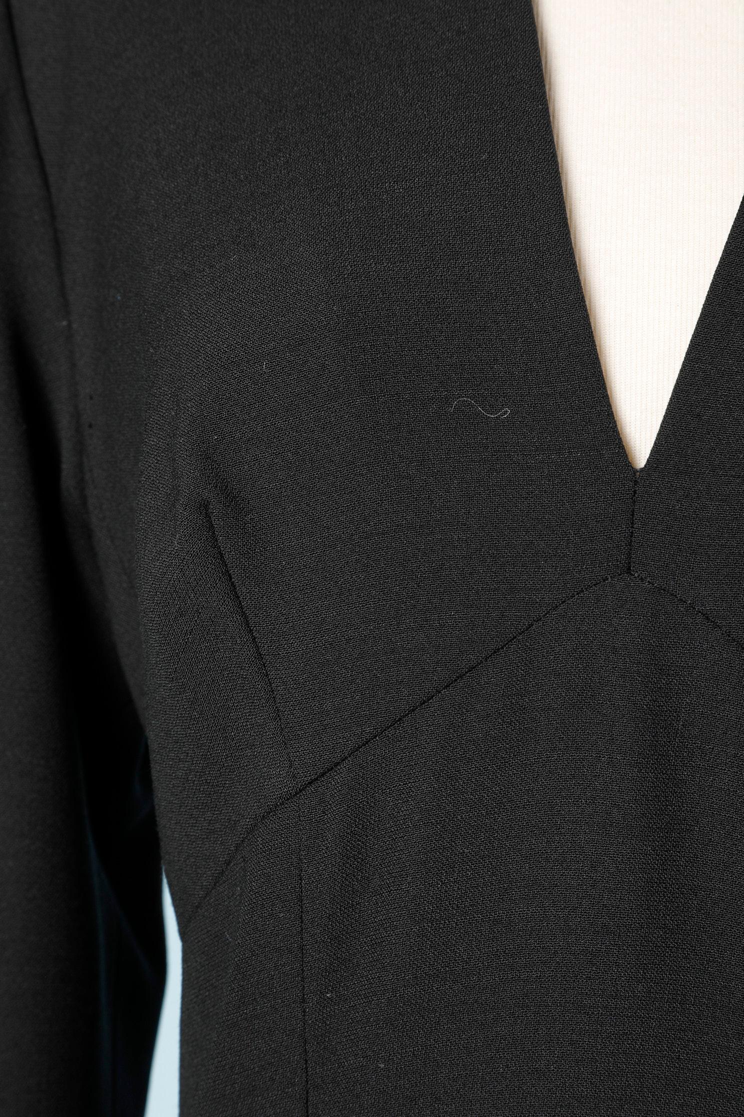 Schwarzes Wollkleid mit Falten an den Hüften Jacques Fath  im Zustand „Hervorragend“ im Angebot in Saint-Ouen-Sur-Seine, FR